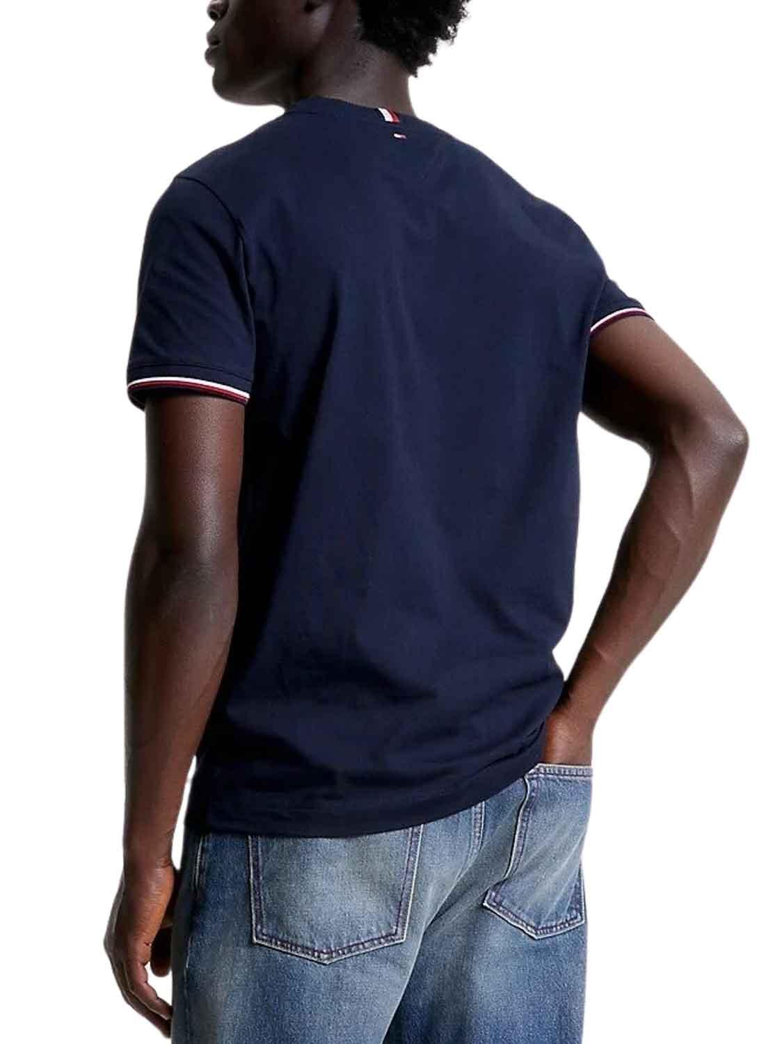 T-Shirt Tommy Hilfiger Tipped Blu Navy per Uomo