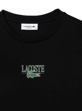 T-Shirt Lacoste Knitted Cotone Nero per Donna