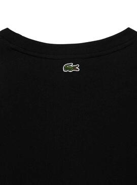 T-Shirt Lacoste Knitted Cotone Nero per Donna