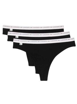 Pack 3 Infradito Lacoste String Nero per Donna