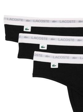 Pack 3 Infradito Lacoste String Nero per Donna