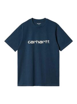 T-Shirt Carhartt Script Blu Navy per Uomo