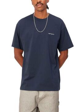 T-Shirt Carhartt Script Embroidery Blu Navy Uomo