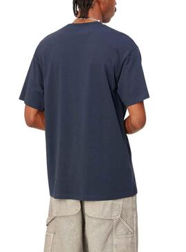 T-Shirt Carhartt Script Embroidery Blu Navy Uomo