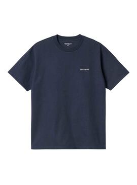 T-Shirt Carhartt Script Embroidery Blu Navy Uomo