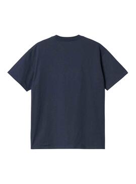 T-Shirt Carhartt Script Embroidery Blu Navy Uomo