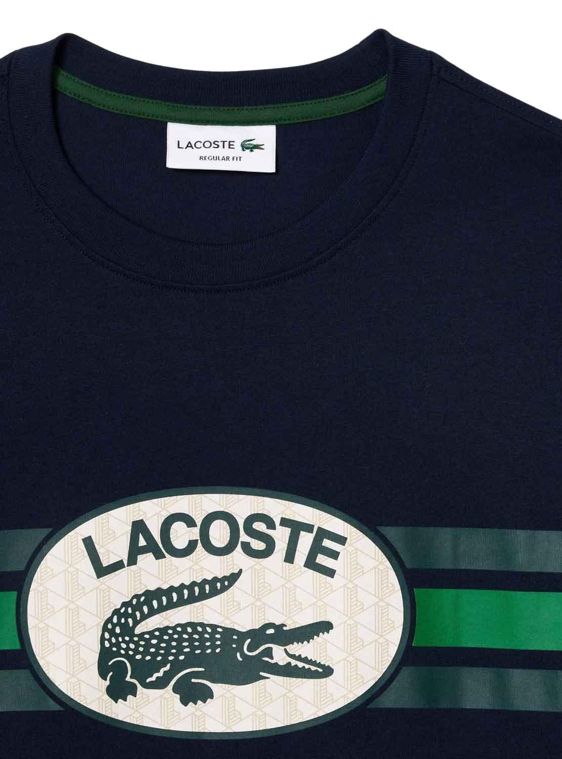 T-Shirt Lacoste Monograma Blu Navy per Uomo