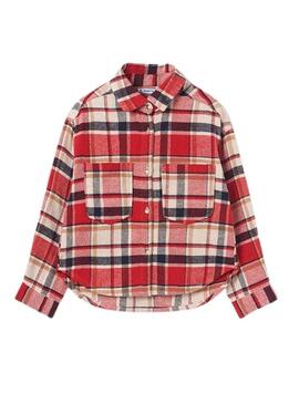 Overshirt Mayoral Quadri Rosso per Bambina