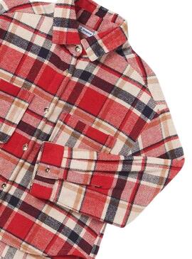 Overshirt Mayoral Quadri Rosso per Bambina