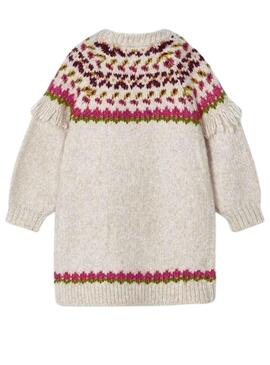 Vestito Mayoral Knitted Flecos Beige per Bambina