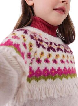 Vestito Mayoral Knitted Flecos Beige per Bambina