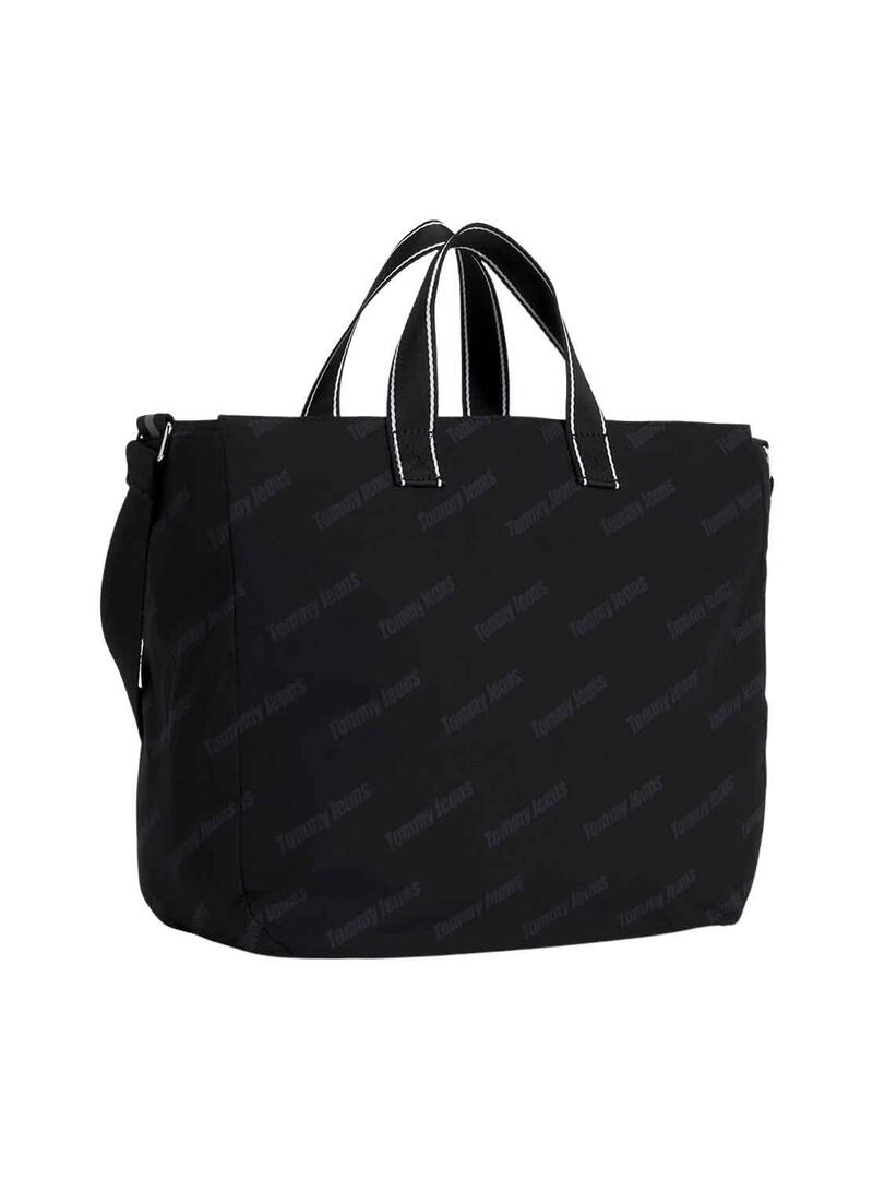 Borsa Tote Tommy Jeans Skater Logos Nero Donna