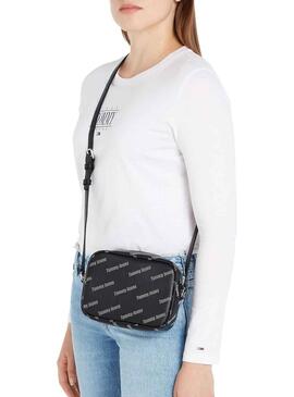 Borsa Tommy Jeans Mosto Camera Print Nero Donna