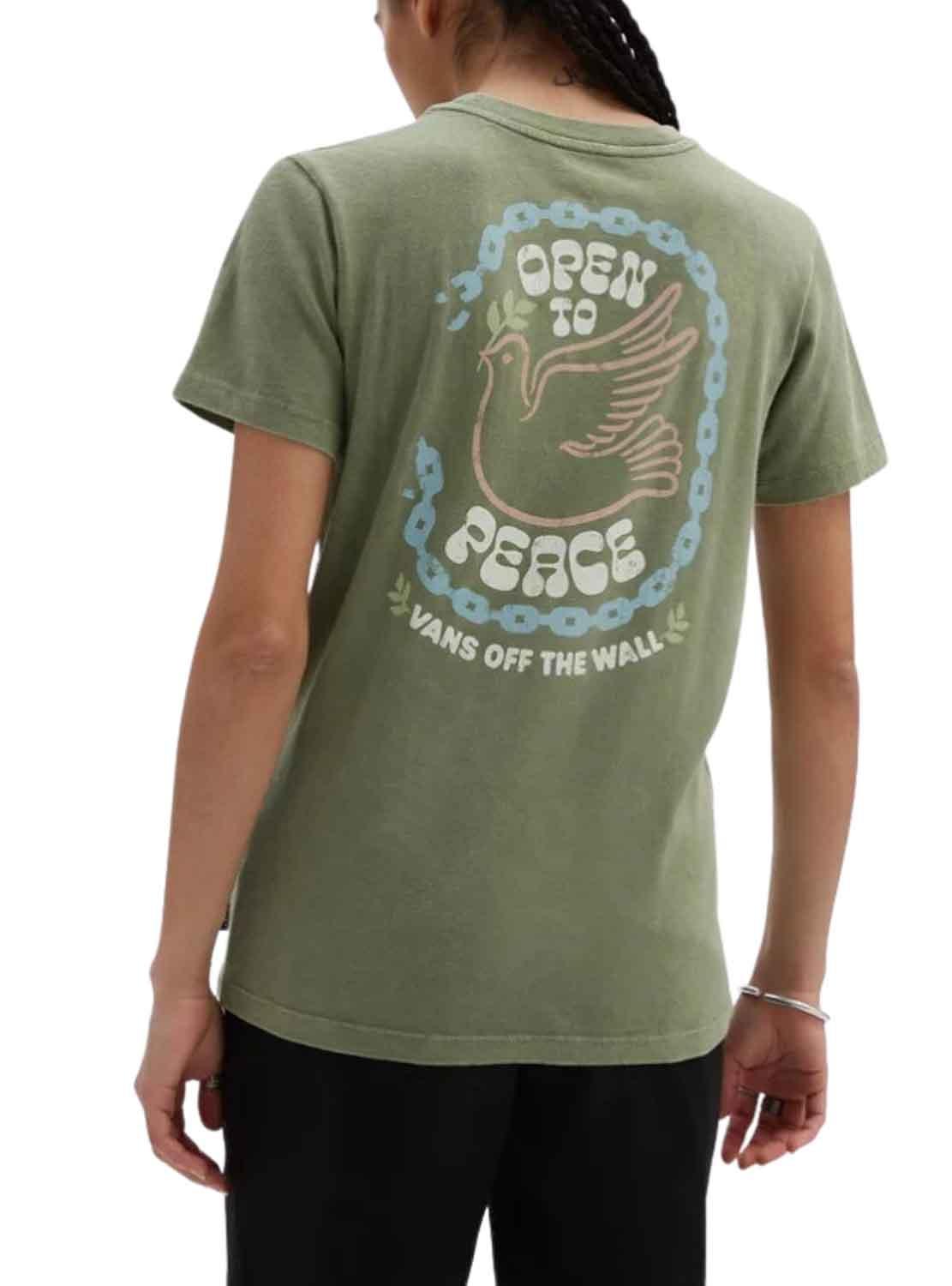 T-Shirt Vans Open a Peace Verde per Donna