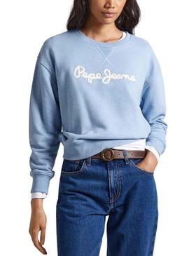 Felpa Pepe Jeans Nanette Blu per Donna