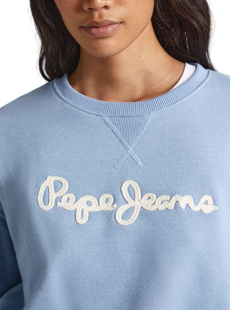 Felpa Pepe Jeans Nanette Blu per Donna