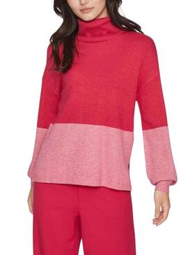 Pullover Vila Viril Blocking Roll Rosa per Donna