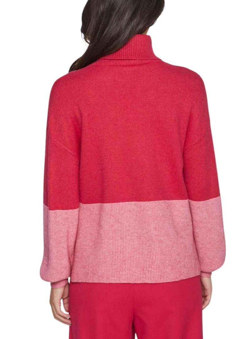 Pullover Vila Viril Blocking Roll Rosa per Donna