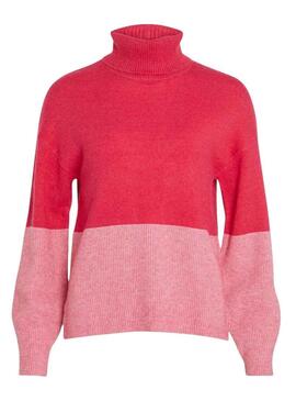 Pullover Vila Viril Blocking Roll Rosa per Donna