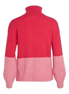 Pullover Vila Viril Blocking Roll Rosa per Donna