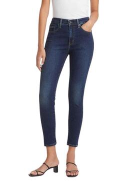 Pantaloni Jeans Levis 721 Skinny Blu Onda Donna