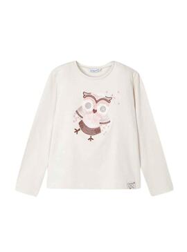 T-Shirt Mayoral Beige Applicazioni per Bambina