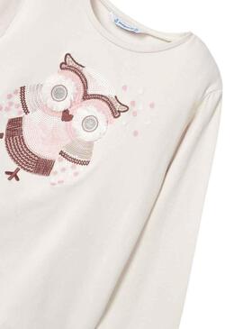 T-Shirt Mayoral Beige Applicazioni per Bambina