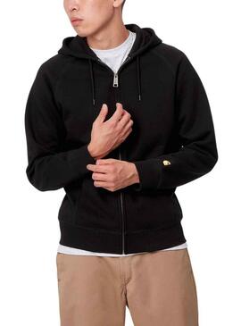 Felpa Carhartt Hooded Chase Nero per Uomo