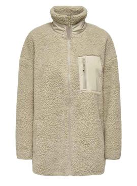 Giubbotto Only Tracy Sherpa Beige per Donna