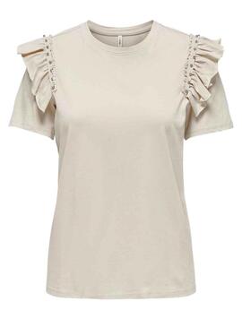 T-Shirt Only Rebelle Beige per Donna