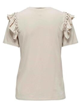 T-Shirt Only Rebelle Beige per Donna