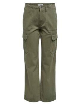 Pantaloni Only Mafy Cargo Verde per Donna