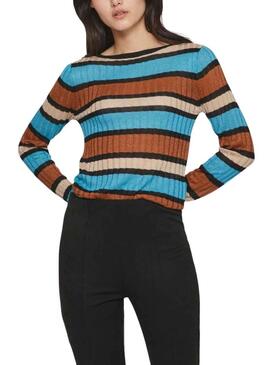 Pullover Vila Viember Strisce Blu per Donna