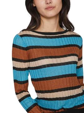 Pullover Vila Viember Strisce Blu per Donna