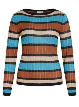 Pullover Vila Viember Strisce Blu per Donna