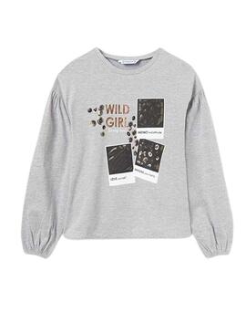 T-Shirt Mayoral Wild Girl Grigio per Bambina
