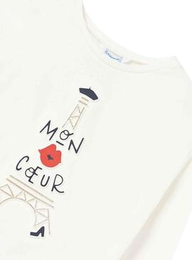 T-Shirt Mayoral Cuore Mio Bianco per Bambina