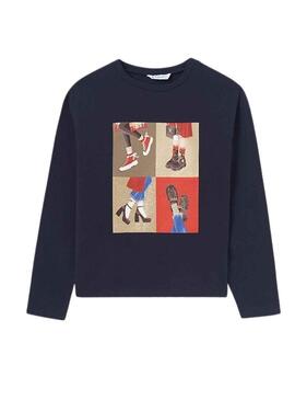 T-Shirt Mayoral Scarpe Blu Navy per Bambina