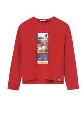 T-Shirt Mayoral Voyage Rosso per Bambina