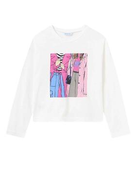 T-Shirt Mayoral Grafico Bianco per Bambina