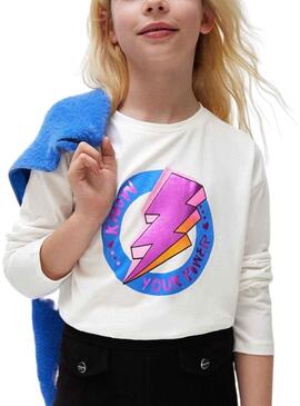T-Shirt Mayoral Grafica Bianco per Bambina