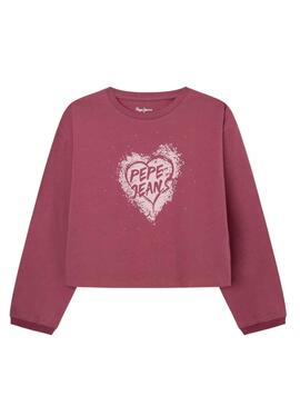 T-Shirt Pepe Jeans Samy Corazón Rosa per Bambina