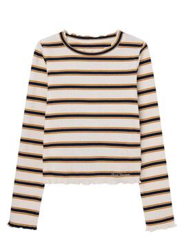 T-Shirt Pepe Jeans Viola Strisce per Bambina