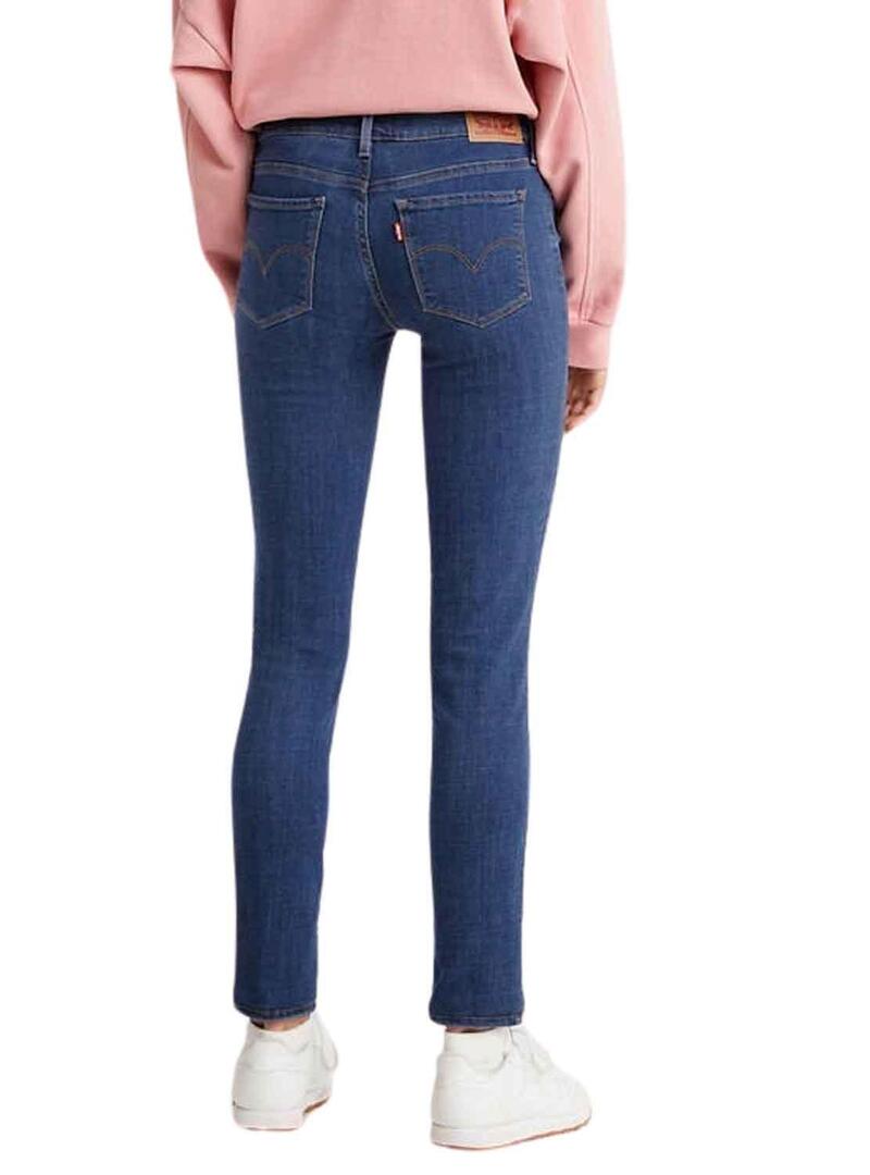 Pantaloni Jeans Levis 711 Skinny Blu per Donna