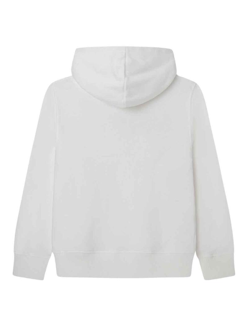 Felpa Pepe Jeans Nolan Hoodie Bianco per Bambino