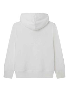 Felpa Pepe Jeans Nolan Hoodie Bianco per Bambino