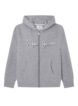 Felpa Pepe Jeans Nolan Zip Grigio per Bambino