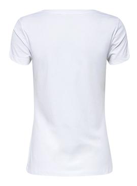 T-Shirt Only Flea Lips Bianco Donna