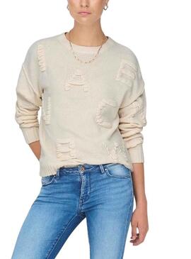 Pullover Only Kia Perde dettaglio Beige per Donna