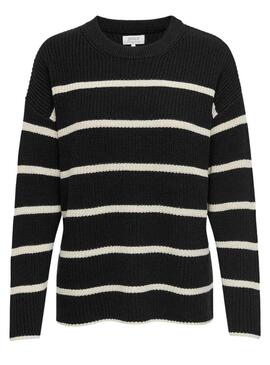 Pullover Only Pernille Nero Strisce Nero per Donna